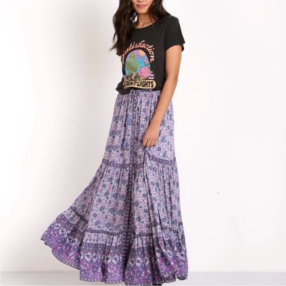 Spell Kombi Floral Purple Maxi Skirt